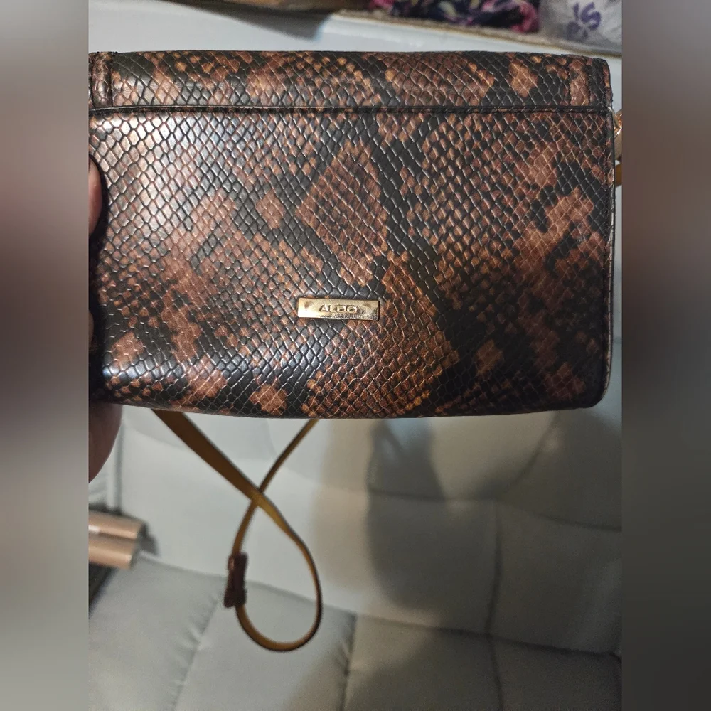 Aldo Brown Snakeskin Crossbody | Clutch Bag - Picture 5 of 8